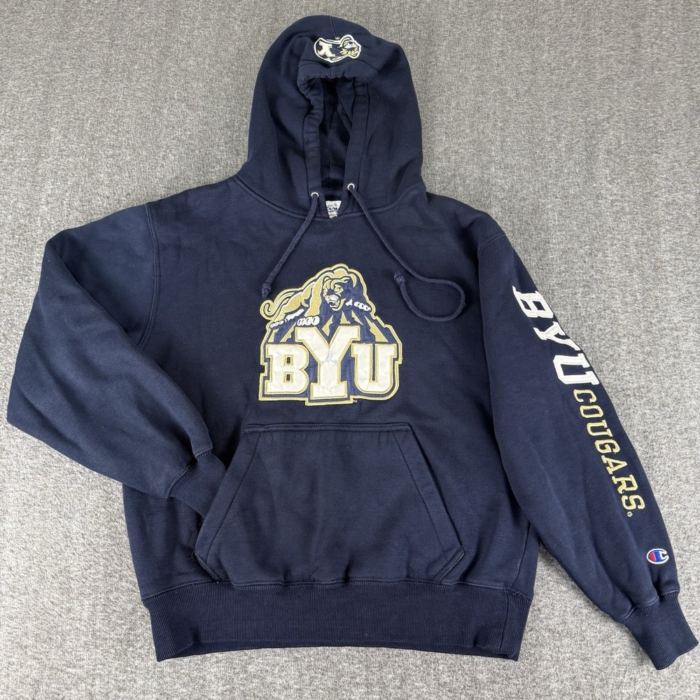 BYU Cougars Champion Hoodie Small Navy Blue Pullover NCAA Sweatshirt